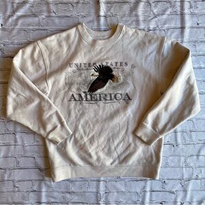 Vtg Y2k Embroidered Eagle Sweatshirt Pull Over Mens Small USA America Western